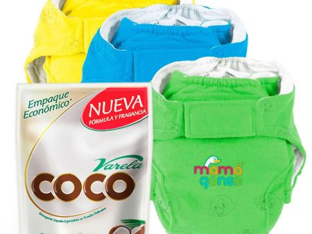 combo panales reutilizables x3 etapa 3   verde  amarillo y azul   detergente liquido coco varela doypack x1.8l Discount